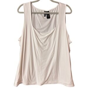 Kristin Nicole Women's Size‎ 3X Square Cut Neck Solid White Sleeveless Tank Top